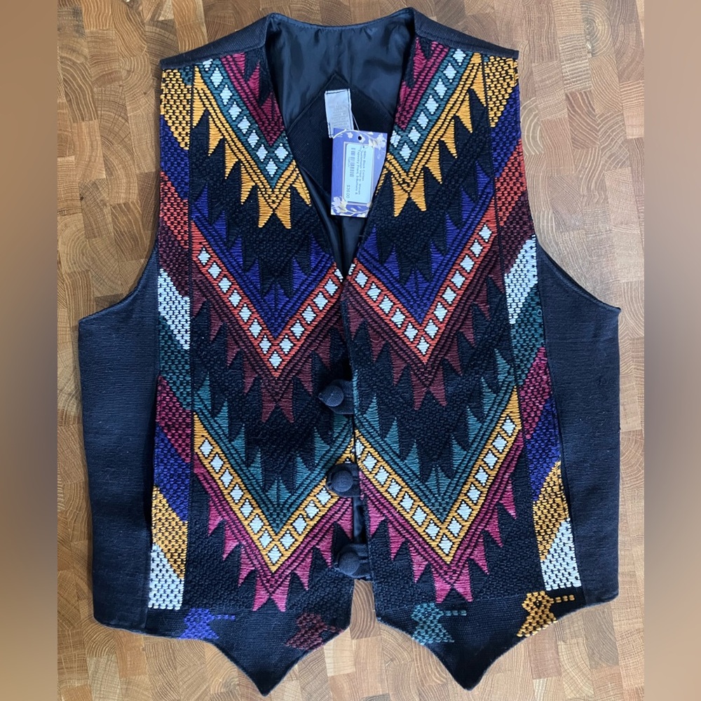 Vintage Guatemalan Colorful Geometric Woven Vest